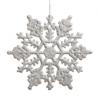 6.25 in. Silver Glitter Snowflake 12-Pvc Bx