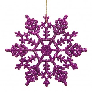 8 in. Purple Glitter Snowflake 12-Pvc Box