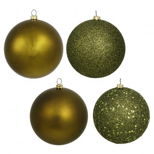 3 in. Olive 4 Finish Orn Asst 16-Box