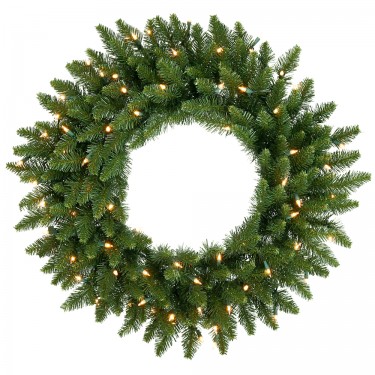 30 in. Camdon Fir Wreath 50LED WmWht