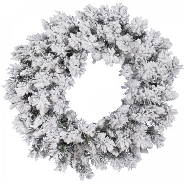 A128230 30 in. Flocked Snow Ridge Wreath 160T