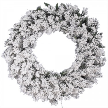 36 in. Flocked Snow Ridge Wreath 160T