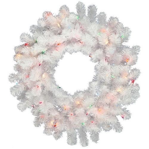 36 in. Crystal White Wreath 100Led WmWht