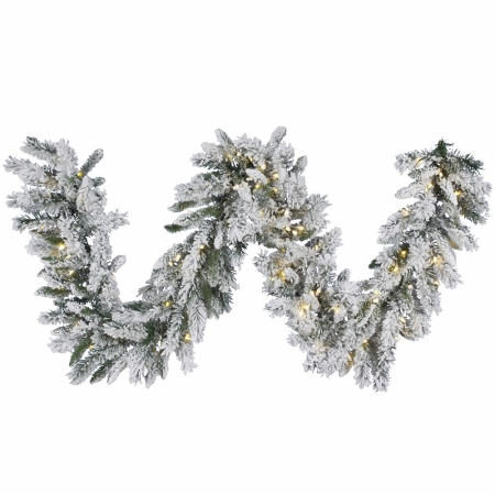 9 ft. X 16 in. Snow Ridge Garland LED 100 WmWht