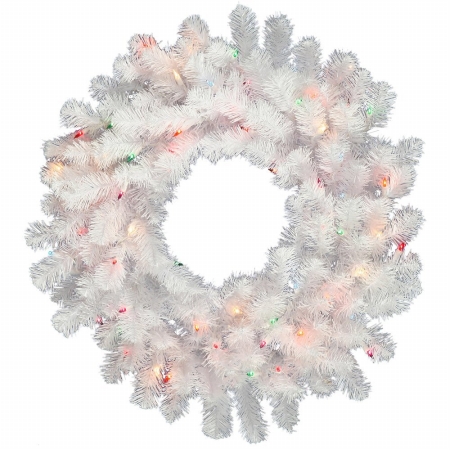 48 in. Crystal White Wreath 100Led WmWht
