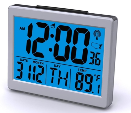 Picture of Sonnet Industries T-4652 Atomic Desk Clock with Bright Blue Light and 1.5 in. High numbers