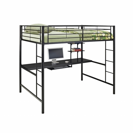 Metal Full over Workstation Bunk Bed - Black