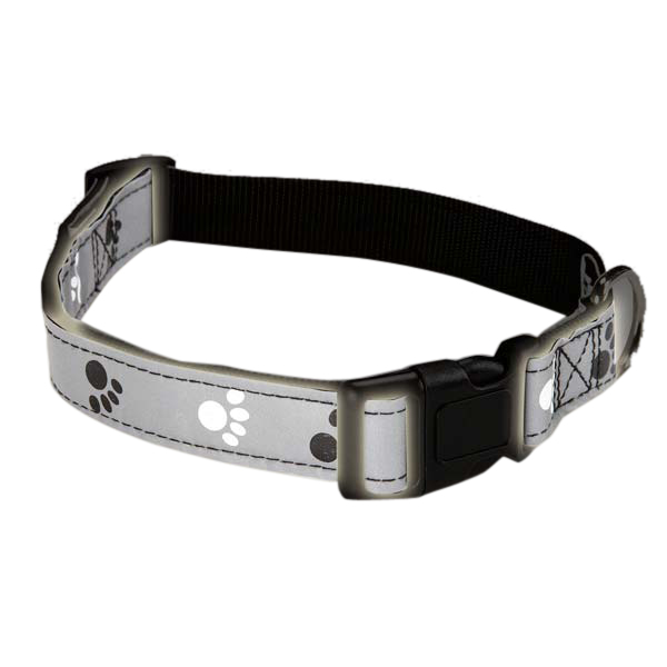 Picture of Casual Canine ZW4928 18 17 Reflective Pawprint Collar 18-26 In Black