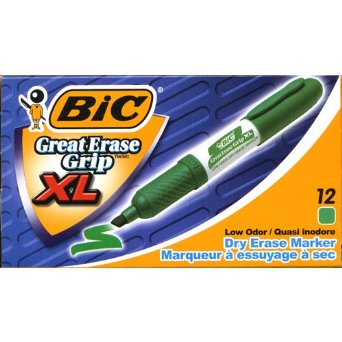 Picture of Bic GDEM11GN Great Erase Grip Dry Erase Markers&#44; Chisel Tip&#44; Green&#44; Dozen