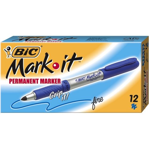 Picture of Bic GPM11BE Mark-It Permanent Markers&#44; Fine Point&#44; Deep Sea Blue&#44; Dozen