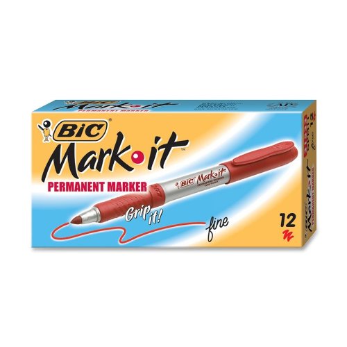 Picture of Bic GPM11RD Mark-It Permanent Markers&#44; Fine Point&#44; Rambunctious Red&#44; Dozen