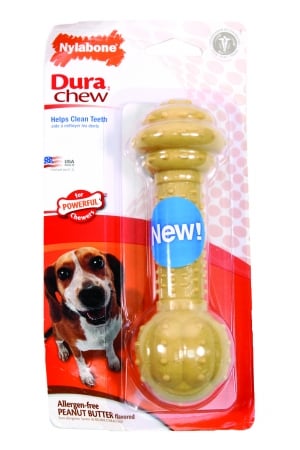 Picture of Nylabone Dura Chew Barbell Dog Chew Wolf Peanut Butter NBC903P