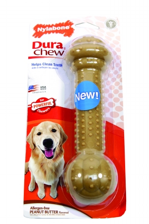 Picture of Nylabone Dura Chew Barbell Dog Chew Giant Peanut Butter NBC905P