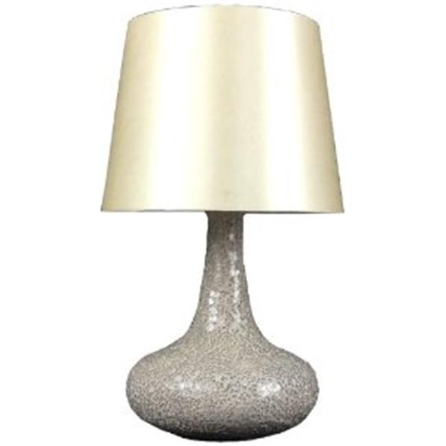 Simple Designs Mosaic Tiled Glass Genie Table Lamp with Fabric Shade