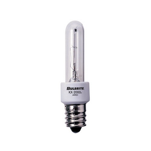 Picture of Bulbrite KX2000 Pack of (2) 20 Watt Dimmable Clear T3 Xenon Light Bulbs with Candelabra (E12) Base  2700K Warm White Light