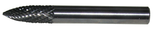 SHARK Tree Shape Bur-Solid Carbide .25 in. x .63 in. x 2 in. Double Cut