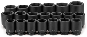 Grey Pneumatic 1" Dr. 20 Pc. Deep Metric Set 45mm to 75mm (9020MD)