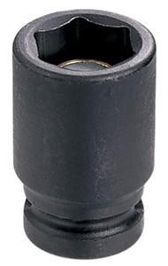 1/4" Drive, 14mm Size, Metric Socket, 6 Points, 14mm,1/4"D,Impact,Mag 6pt.,Blk