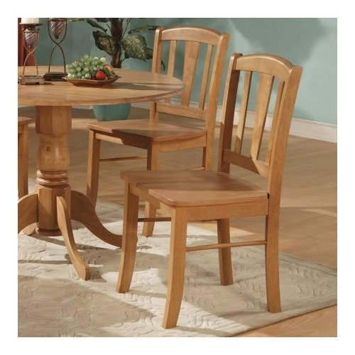 East West DC-OAK-W Dublin Chair with Wood Seat- Oak - Pack of 2