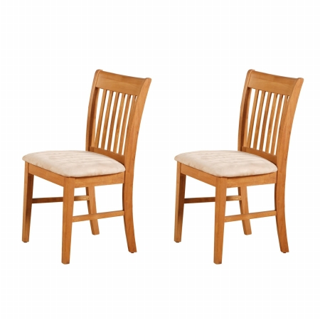 East West NFC-OAK-C Norfolk Chair Upholstered Seat -Oak Finish.- Oak - Pack of 2