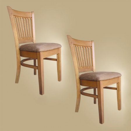 East West VC-OAK-C Vancouver Chair with Microfiber upholstered Seat- Oak - Pack of 2