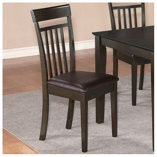 EWCDC-CAP-LC Capri slat back Chair with Leather Upholstered Seat, Cappuccino - Pack of 2