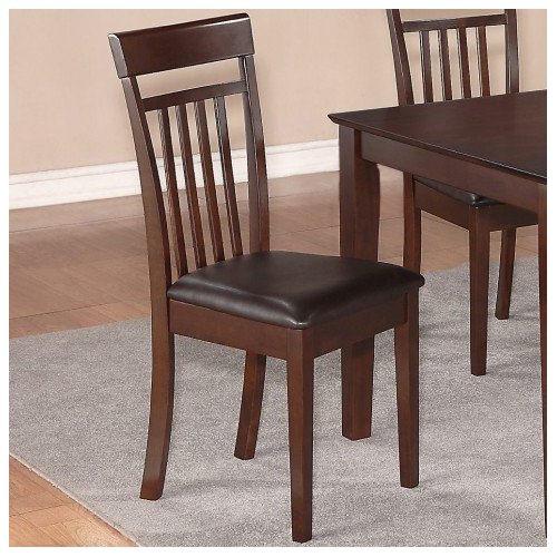 East West EWCDC-MAH-LC Capri slat back Chair with Leather Upholstered Seat- Mahogany - Pack of 2