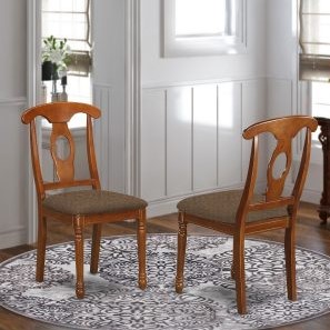 Napoleon styled chair with upholstered seat, Saddle Brown - Pack of 2