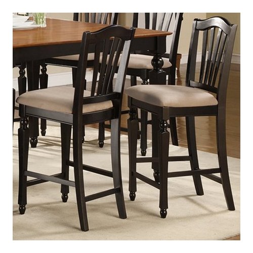 CC-BLK-C Chelsea Stools with upholstered seat, 24 in. seat height, Black & Cherry - Pack of 2