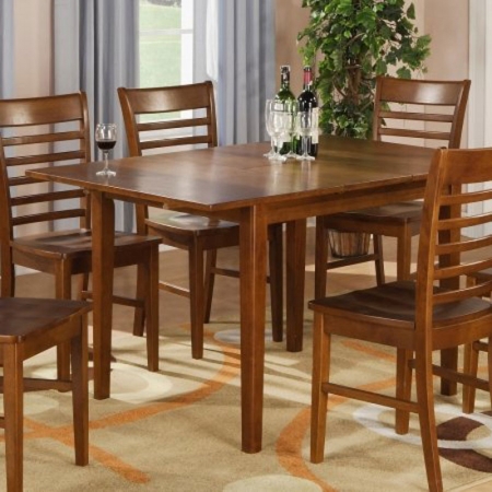 Picture of East West MT-SBR Milan Rectangular dinette kitchen Table 36 in. x 54 in. with 12 in. butterfly leaf in brown finish- Saddle Brown