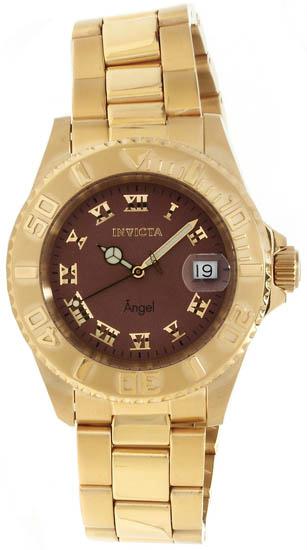 Picture of Invicta 14365 Womens Angel Gold Tone Stainless Steel Case and Bracelet Brown Tone Dial Magnified Date Display Watch