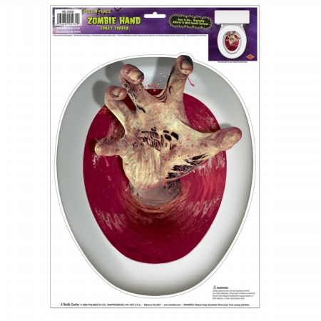 Picture of Beistle Company 189947 Zombie-Hand Peel N Place Toilet Topper