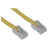 Cat5e Yellow Copper Ethernet Patch Cable, Bootless, POE Compliant, 7 foot