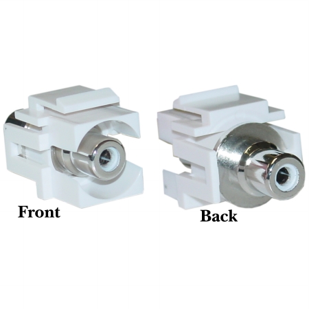 Keystone Insert, White, Recessed RCA Female Coupler (White RCA)