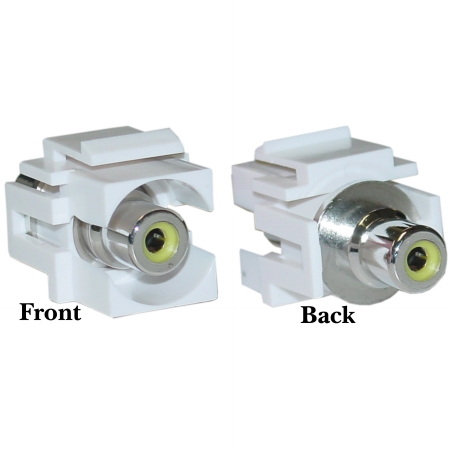 Keystone Insert, White, Recessed RCA Female Coupler (Yellow RCA)