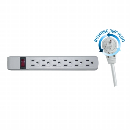 Power Strip, Surge, 5-15R, 5-15P, 4 ft., Gray