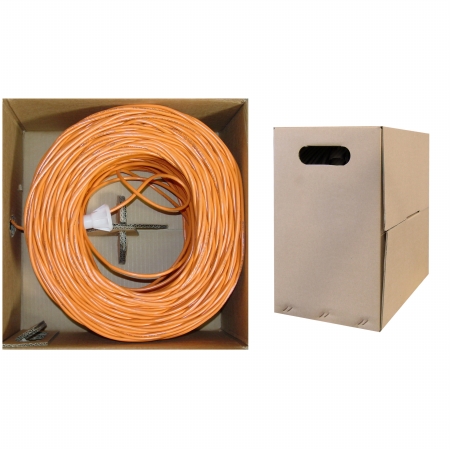 Riser Rated Cat5e Orange Ethernet Cable, Solid, UTP (Unshielded Twisted Pair), POE