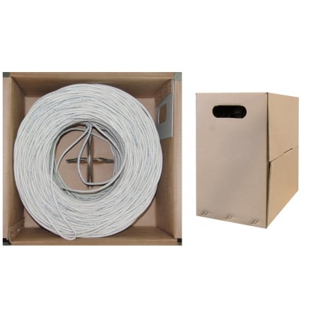 Bulk Cat6 White Ethernet Cable, Stranded, UTP Unshielded Twisted Pair, Pullbox, 1000 foot