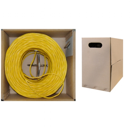 Bulk Cat6 Yellow Ethernet Cable, Stranded, UTP (Unshielded Twisted Pair), Pullbox, 1000 foot