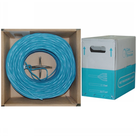 Bulk Shielded Cat6 Blue Ethernet Cable, 24 AWG Stranded Copper, POE Compliant, Pullbox, 1000 foot