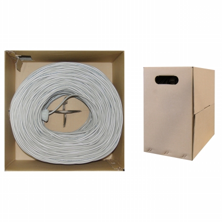 Bulk Shielded Cat6 Gray Ethernet Cable, 24 AWG Stranded copper, POE Compliant, Pullbox, 1000 foot