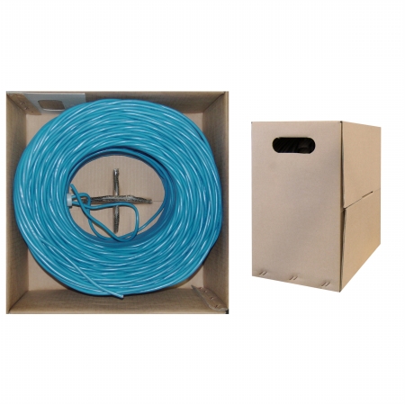 Plenum Cat5e Bulk Cable, Blue, Solid, Shielded, CMP, 24 AWG, Spool, 1000 foot