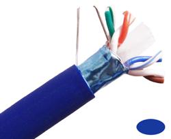 Plenum Cat6 Bulk Cable, Blue, Solid, Shielded, CMP, 23 AWG, Spool, 1000 foot