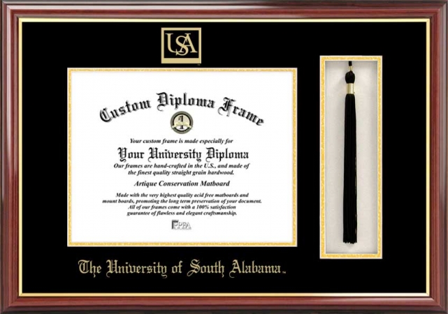 Picture of Campus Image AL991PMHGT University of South Alabama Tassel Box and Diploma Frame