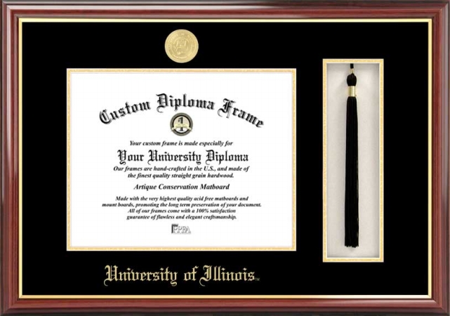 Picture of Campus Image IL976PMHGT University of Illinois- Urbana-Champaign Tassel Box and Diploma Frame