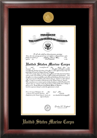 Picture of Campus Image MACG001 Marine Corp Commission Frame Gold Medallion