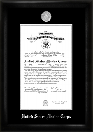 Picture of Campus Image MACS002 Marine Corp Commission Frame Silver Medallio