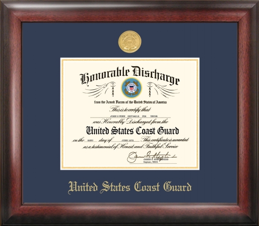 Picture of Campus Image CGDG001 Coast Guard Discharge Frame Gold Medallion