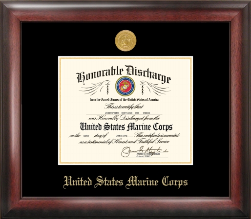 Picture of Campus Image MADG001 Marine Corp Discharge Frame Gold Medallion