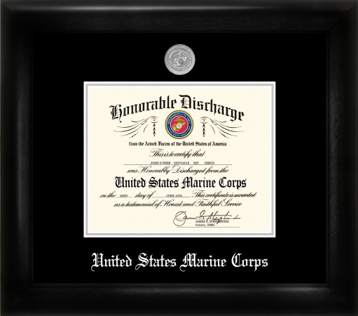 Picture of Campus Image MADS002 Marine Corp Discharge Frame Silver Medallion